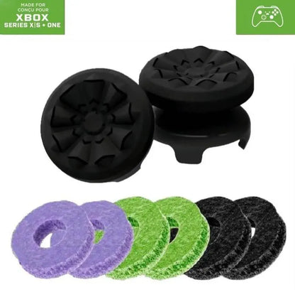 Precision Rings Thumbstick Aim Enhancement Kit for PlayStation 5 Controllers | Purple-Black Silicone Rubber Thumbsticks | 6-Piece Joystick Precision Rings for FPS Gaming