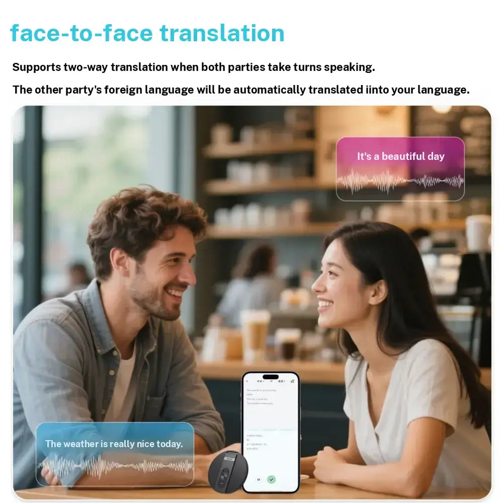 AI Voice Translator and Recorder with Real-Time Translation in 146+ Languages, Magnetic Phone Holder, and Support for Video and Voice Call Translation for Travel, Socializing, Lectures, Meetings, and Interviews