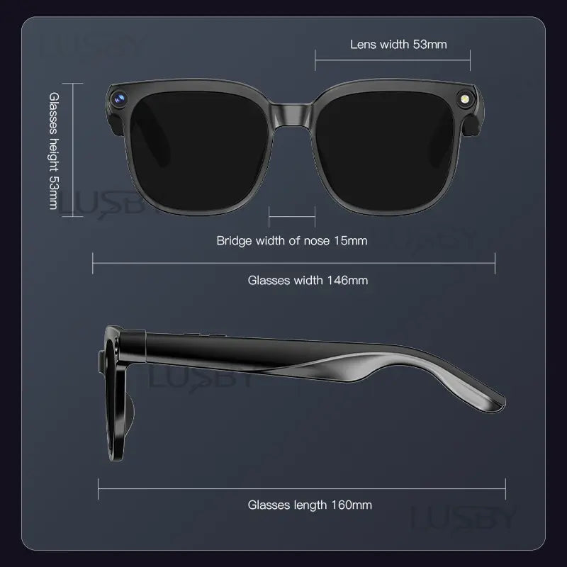 LUSBY Smart AI Camera Glasses with 8MP Photochromic Lenses, Touch Button Adjustment, Hands-Free Photography, Real-Time Translation in 160+ Languages, Bluetooth Connectivity, Wearable Video Recording, and UV Protection - Ideal for Travel and Outdoor Adventures, Perfect Easter Gift