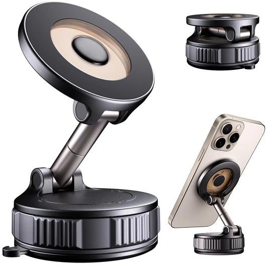 Universal Magnetic Car Phone Mount, Foldable 360° Vacuum Suction Cup Holder for Dashboard, Hands-Free Gym & Mirror Wall Mount Fits Iphone 17 16 15 & Android All Cars