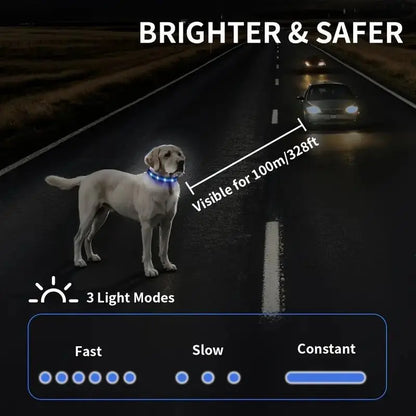 Rechargeable LED Pet Tracker Collar with Safety Light, Smart Mini Tracker Compatible with Apple Find My iOS, USB PD Charging, and QR Code Dog Tag Holder
