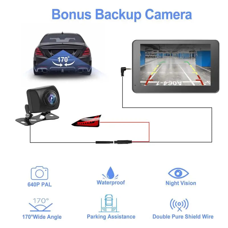 Paslda-2026 Portable Carplay Screen 7-Inch IPS Touchscreen with Landscape & Portrait Modes Wireless Carplay Android Auto Suction Mount Mirror Link HD Touch Easy Install Rear View Camera Compatible with Most Cars