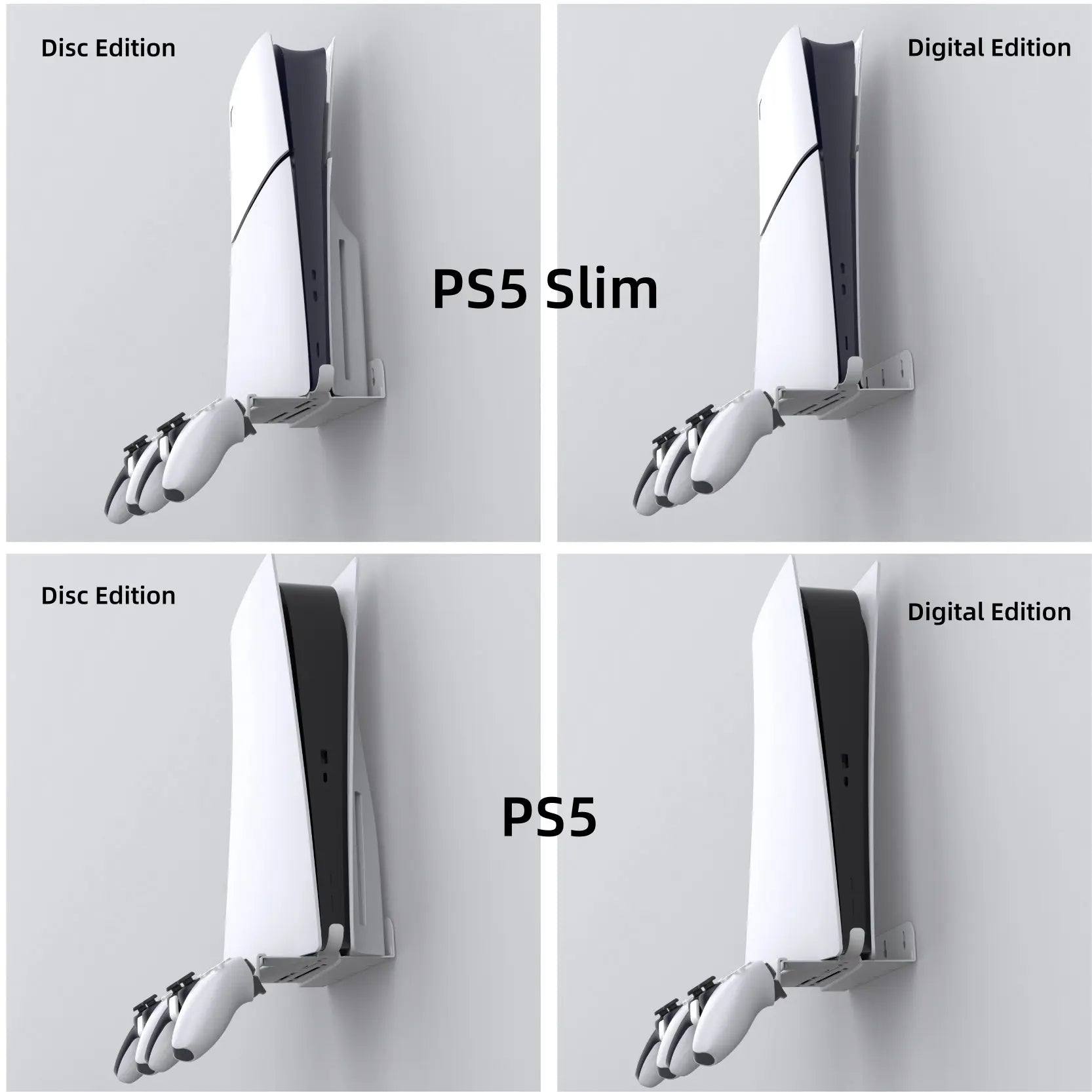 Vertical Wall Mount Stand for PS5 & PS5 Slim Console - Includes Controller Hook and Screw Fixing - Game Console Accessories