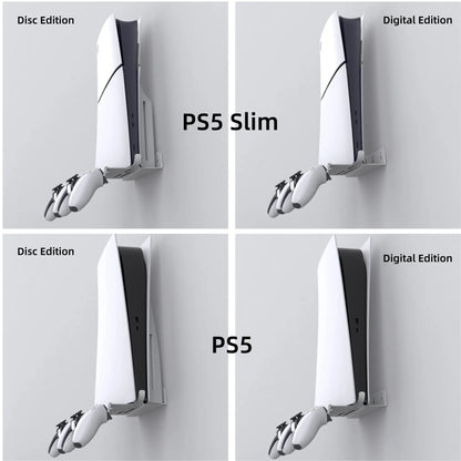 Vertical Wall Mount Stand for PS5 & PS5 Slim Console - Includes Controller Hook and Screw Fixing - Game Console Accessories