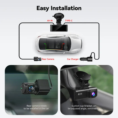 Redtiger F7NP-EX Dash Cam (New Upgrade) - Front and Rear 4K/2.5K Full HD Camera for Vehicles, Includes 64GB Card, Built-In Wi-Fi and GPS, 3.16” IPS Screen, Night Vision, 170° Wide Angle, WDR, 24-Hour Parking Mode