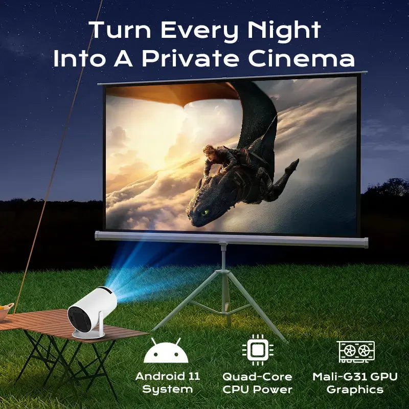 Hy300Pro+ Mini Projector with 290ANSI Lumens Auto Keystone Correction Dual-Band Wifi6 & Bluetooth 5.4 Android 14 1280X720P 4K Decode for Home Cinema Portable Movie Theater Gift - Audio 4K/1080P Support