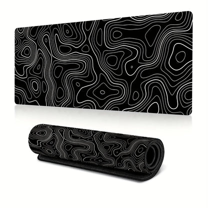 Line Pattern Cozy Gaming Mouse Pad, Large Size Mouse & Keyboard Mat with Stitched Edge, Non-Slip Desk Mat for Home Office, Non Slip Mousepad, Office Accessories