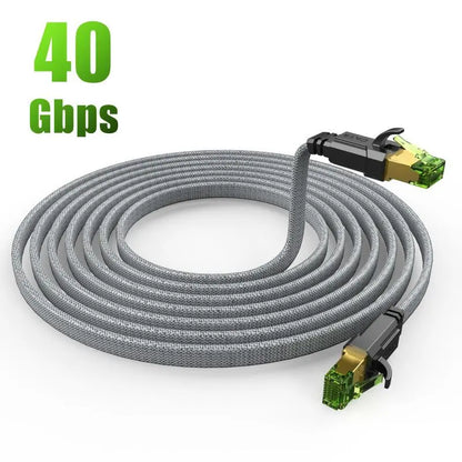 MIZIQIER Cat 8 Ethernet Cable - High-Speed Braided Network Cord, 40Gbps, 2000MHz Bandwidth, Shielded RJ45 LAN Cable for Gaming PCs, PS5, Xbox, Modems, and Routers - Various Lengths Available