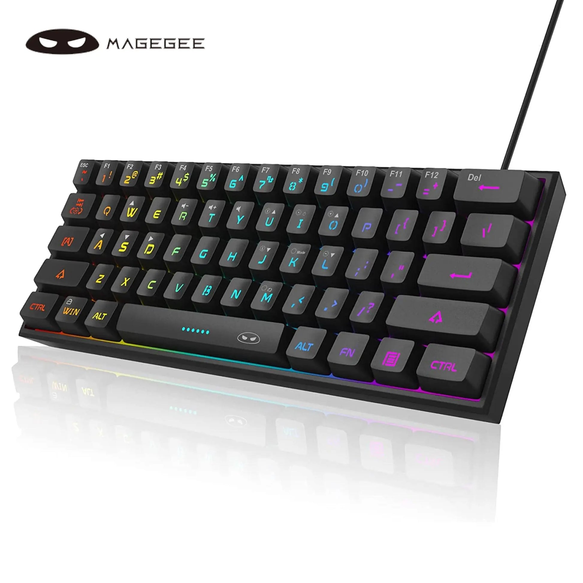 Magegee Keyboard TS91 Mini 60% Gaming Keyboard, RGB Backlit 61 Key Ultra-Compact Membrane Keyboard, TS91 Ergonomic Waterproof Office Computer Keyboard for PC, MAC, PS4, Xbox ONE Gamer(Black)