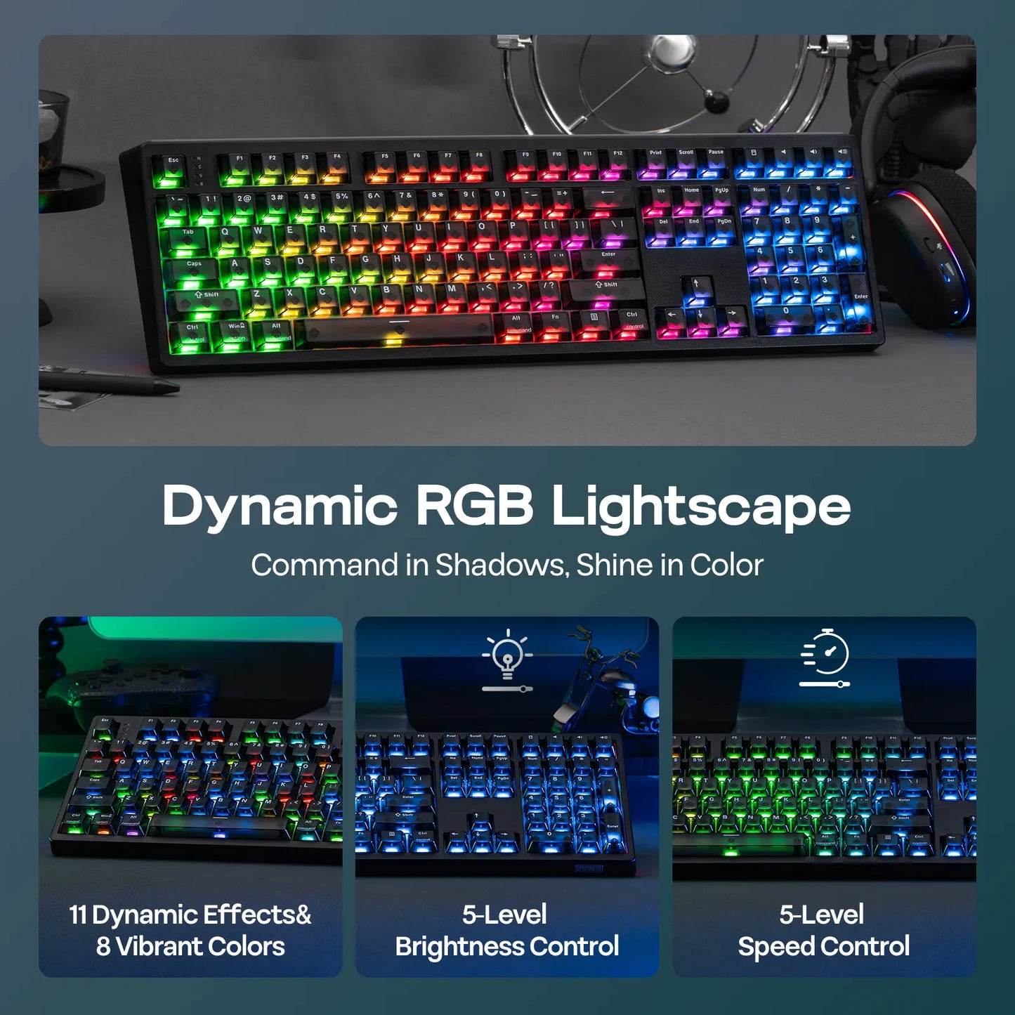 EPOMAKER HE108 Wireless Gaming Keyboard, 8K Polling & 10000Mah, SOCD & DKS, Full-Sized Hall Effect Keyboard with Rapid Triggering, Custom Driver RGB Backlit PBT Keycap Gaming Accessories Keyboards for Gaming Dealsforyoudays