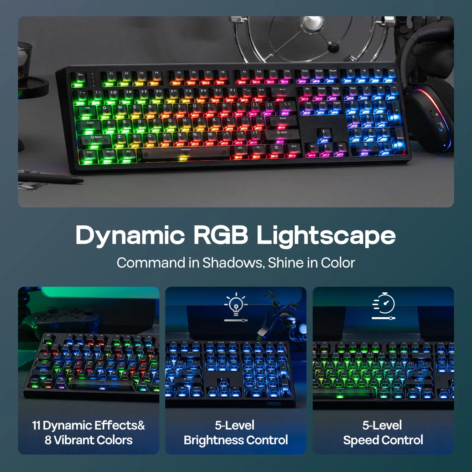 EPOMAKER HE108 Wireless Gaming Keyboard, 8K Polling & 10000Mah, SOCD & DKS, Full-Sized Hall Effect Keyboard with Rapid Triggering, Custom Driver RGB Backlit PBT Keycap Gaming Accessories Keyboards for Gaming Dealsforyoudays