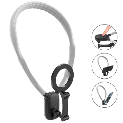 Magnetic Phone Neck Mount - Silicone-Steel Alloy Hands-Free Holder with Plug, Landscape-Ready Pov/Vlog Chest Strap for Iphone 17/16/15/14, Android Smartphones