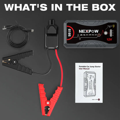 NEXPOW 2026 Enhanced Car Jump Starter - 3000A Peak Performance for 9.0L Gas and 7.0L Diesel Engines - Portable Lithium Battery Pack with USB QC3.0 and Jumper Cables