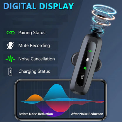 HITOZON Professional Wireless Lavalier Microphone - Rechargeable Omnidirectional Lapel Mic with Lightning Connector, Built-In Li-Ion Battery, Multi-Device Compatibility, Manufacturer Warranty for iPhone, Android, and Cameras, Plug-and-Play Design for Video Recording