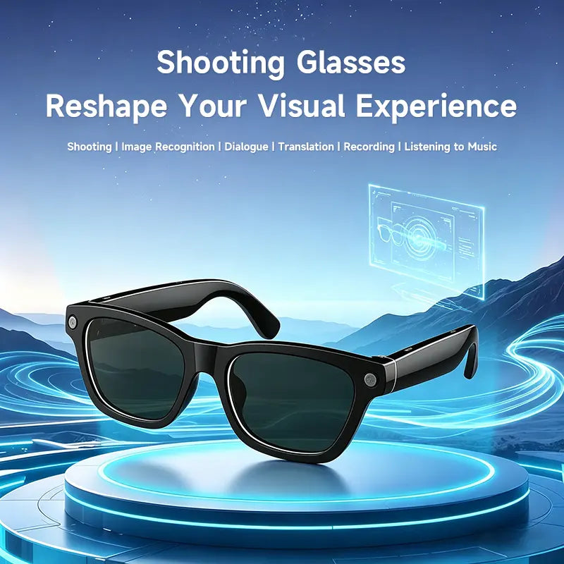 JEYUIN Smart Bluetooth Audio Glasses: Hands-Free Vlogging, Photo & Video Capture with Real-Time Translation - Ideal Wearable Camera Eyewear for Travel, Outdoor Activities, and Everyday Use - Compatible with iPhone and Android