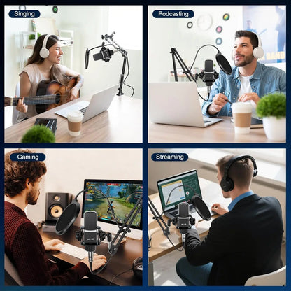 Safring 2026 Enhanced Podcast Equipment Bundle: Professional Audio Interface and Microphone Package for Gaming, Recording, Singing, and Streaming