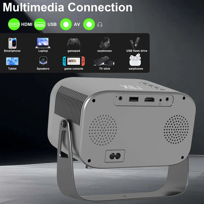 Summervibes2026 Upgraded Black Projector, Father’S Day Gift; Supports 4K/1280P HD; Bluetooth Projector with Built-In Speakers; Portable Mini Outdoor Movie Projector for Summer; Compatible with Laptops, Smartphones, Smart TV Sticks, Xbox, and PS5; Ideal Bi