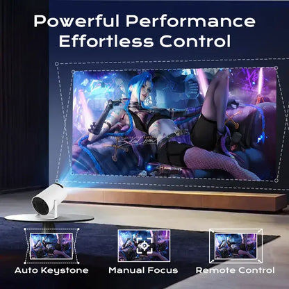 Hy300Pro+ Mini Projector with 290ANSI Lumens Auto Keystone Correction Dual-Band Wifi6 & Bluetooth 5.4 Android 14 1280X720P 4K Decode for Home Cinema Portable Movie Theater Gift - Audio 4K/1080P Support