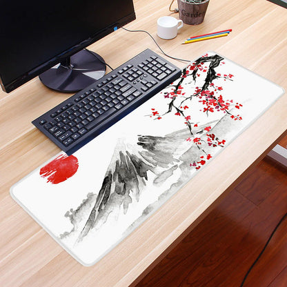 Cherry Blossom Design Rectangular Mouse Pad with Non-Slip Rubber Base, Washable for Office, Work, and Gaming Use