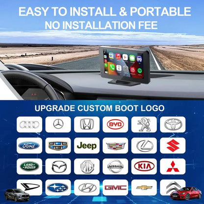 Paslda-2026 Portable Carplay Screen 7-Inch IPS Touchscreen with Landscape & Portrait Modes Wireless Carplay Android Auto Suction Mount Mirror Link HD Touch Easy Install Rear View Camera Compatible with Most Cars