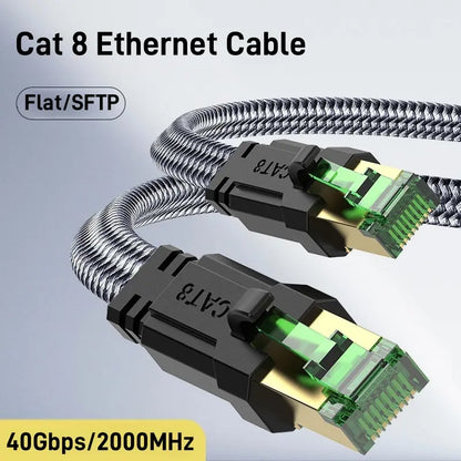 MIZIQIER Cat 8 Ethernet Cable - High-Speed 40Gbps, 2000MHz, 26AWG Braided RJ45 Shielded Indoor LAN Cable, Compatible with CAT7, CAT6A, CAT6, CAT5E for Gaming PC, PS5, Xbox, Modem, and Router