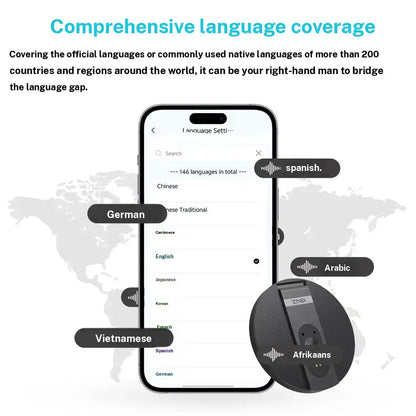 AI Voice Translator and Recorder with Real-Time Translation in 146+ Languages, Magnetic Phone Holder, and Support for Video and Voice Call Translation for Travel, Socializing, Lectures, Meetings, and Interviews