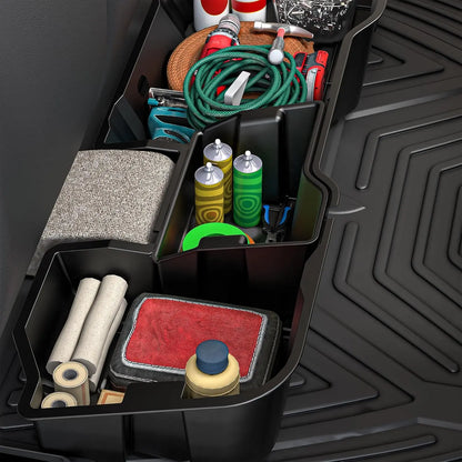 OEDRO Enhanced Under Seat Storage Box Compatible with 2019-2026 Chevy Silverado/GMC Sierra 1500 and 2020-2026 Silverado/Sierra 2500HD 3500HD Double Cab & Crew Cab, 2-In-1 Black Tool Box