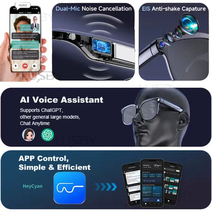 LUSBY Smart AI Camera Glasses with 8MP Photochromic Lenses, Touch Button Adjustment, Hands-Free Photography, Real-Time Translation in 160+ Languages, Bluetooth Connectivity, Wearable Video Recording, and UV Protection - Ideal for Travel and Outdoor Adventures, Perfect Easter Gift