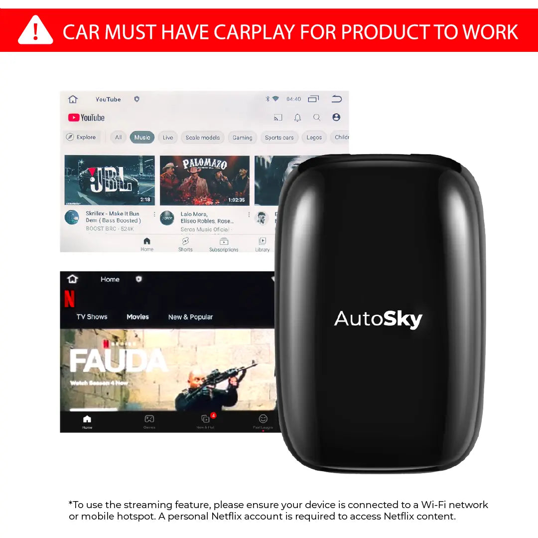 Autosky Ai Box Lite X - Enhance Your Vehicle Experience with Wired Apple CarPlay and Hotspot Connectivity