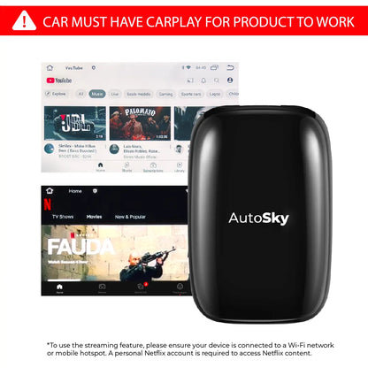 Autosky Ai Box Lite X - Enhance Your Vehicle Experience with Wired Apple CarPlay and Hotspot Connectivity