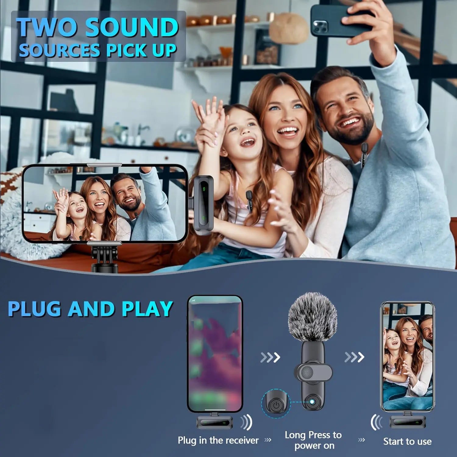 HITOZON Professional Wireless Lavalier Microphone - Rechargeable Omnidirectional Lapel Mic with Lightning Connector, Built-In Li-Ion Battery, Multi-Device Compatibility, Manufacturer Warranty for iPhone, Android, and Cameras, Plug-and-Play Design for Video Recording
