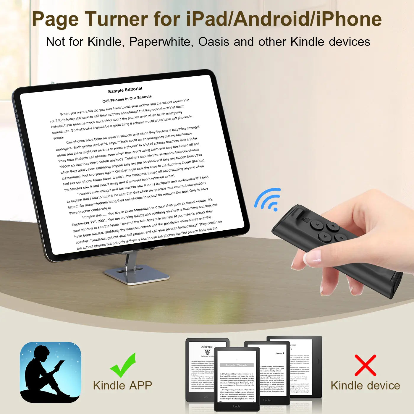 PUTARE Wireless Remote Control for TikTok Scrolling with Smartphone Holder Stand, Page Turner, and Camera Shutter for iOS and Android - Ideal Selfie Accessory and Upgraded Father's Day Gift