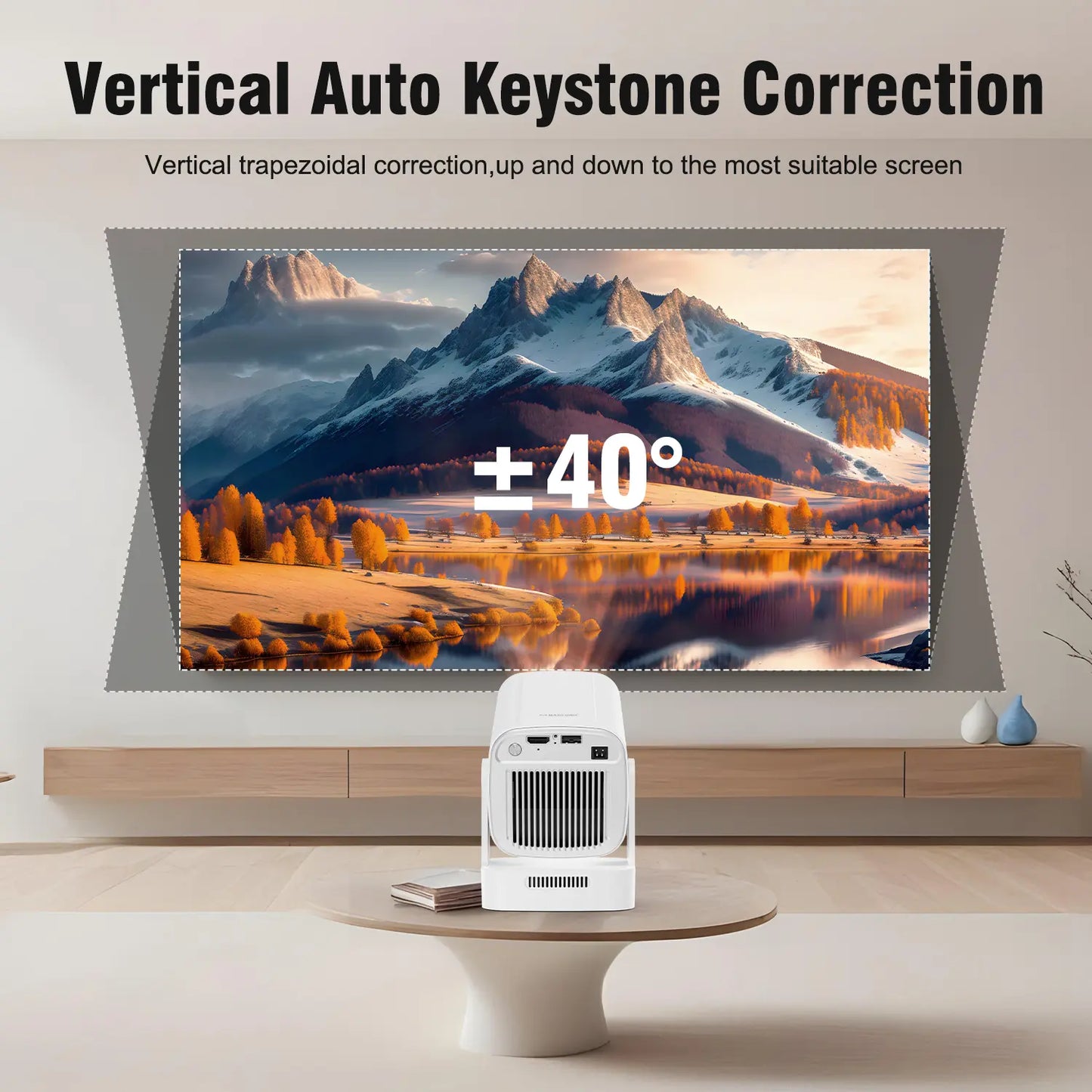 Magcubic HY310 Auto Focus Projector - 330 ANSI Lumens, Google Assistant, 8K Decode, Native 1080P, BT5.4, WIFI6, Android 14, Built-In Speaker, Allwinner H726, 180° Flexibility, 130" Screen, 60Hz Refresh Rate, Mini Portable Home Cinema Projector
