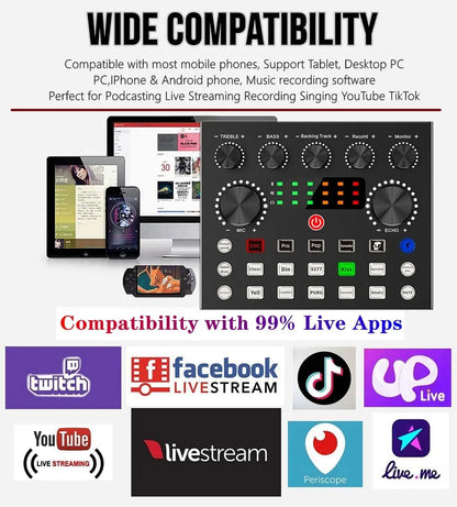 Safring Podcast Equipment Bundle, BM800 Podcast Usb Rechargeable Microphone Bundle with V8S Voice Change#R, Condenser Microphone Recording Studio Package for Podcasting Live Streaming Singing Tiktok Youtube Dynamic Mic Sound Card Desk Clamp #Summervibes