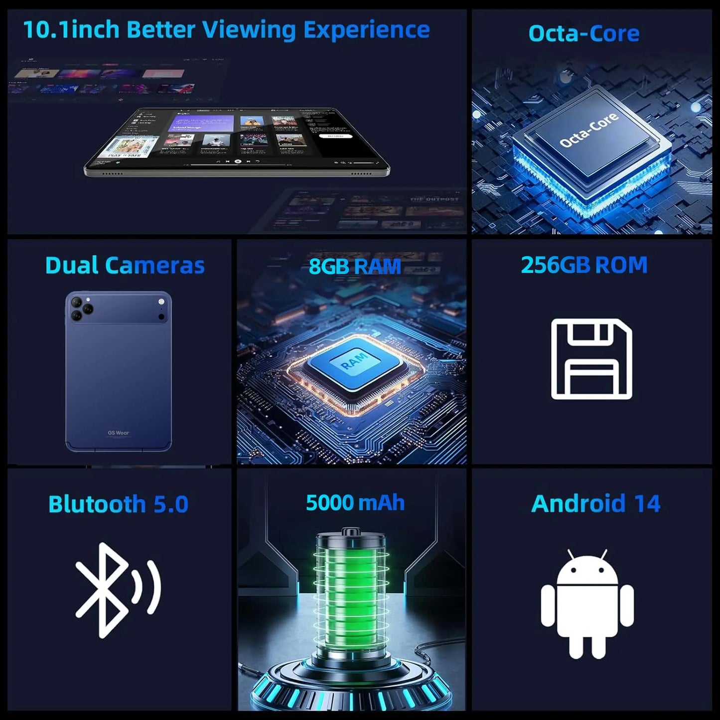 Ultra Slim 10.1” Android Tablet with Keyboard and Stylus - Versatile All-In-One Device for Academic and Professional Use, Ideal for Daily Productivity and Entertainment
