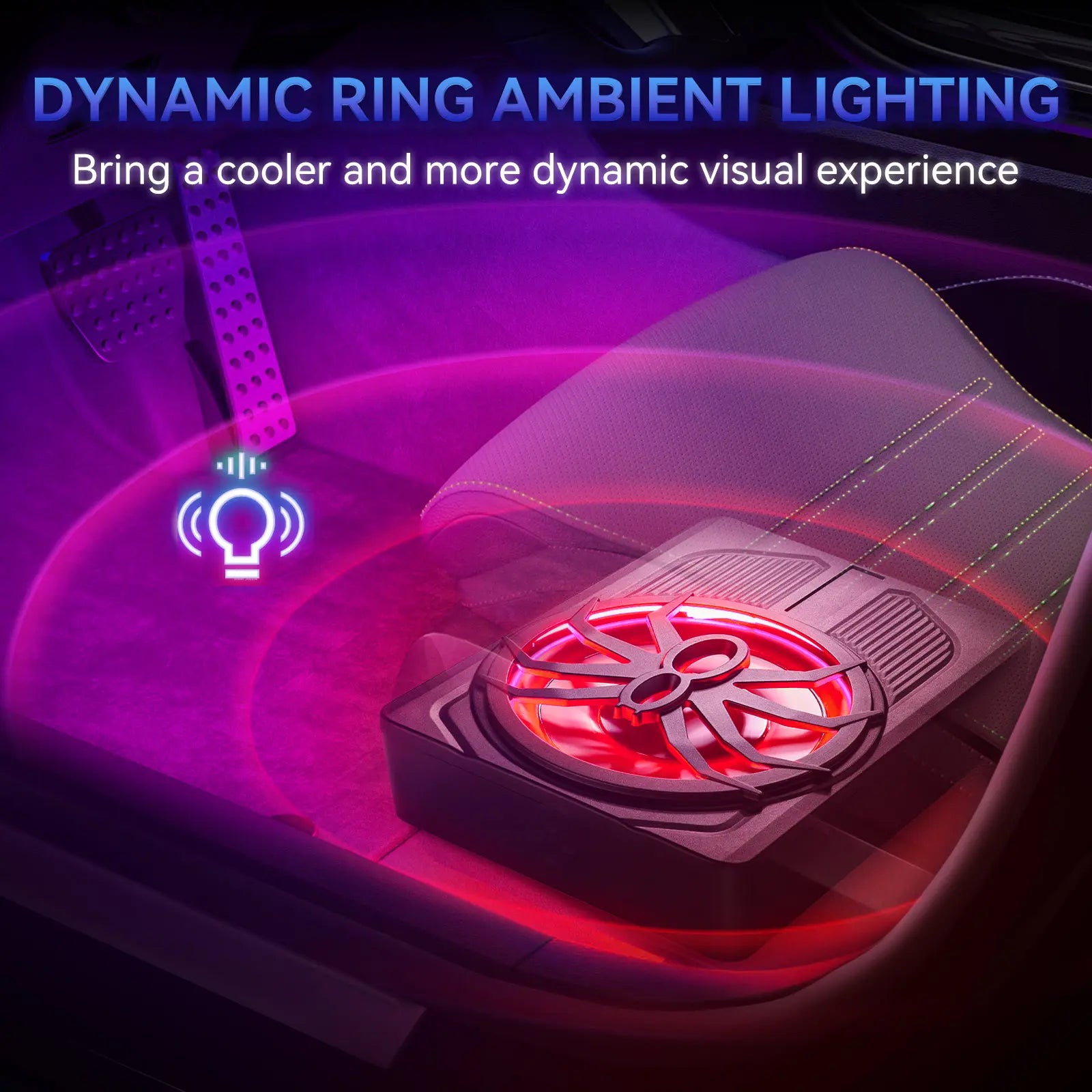 ANDEMAN 10'' Slim Under-Seat Powered Car Subwoofer with APP Control, Built-In Amplifier, and Adjustable Colour Lighting for Vehicles