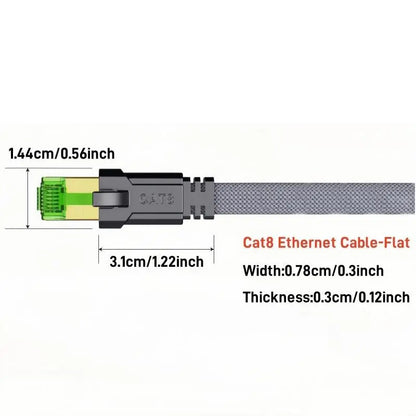 Cat 8 Ethernet Cable - High-Speed Braided 40Gbps 2000 MHz Network Cord for Gaming PCs, PS5, Xbox, Modems, and Routers
