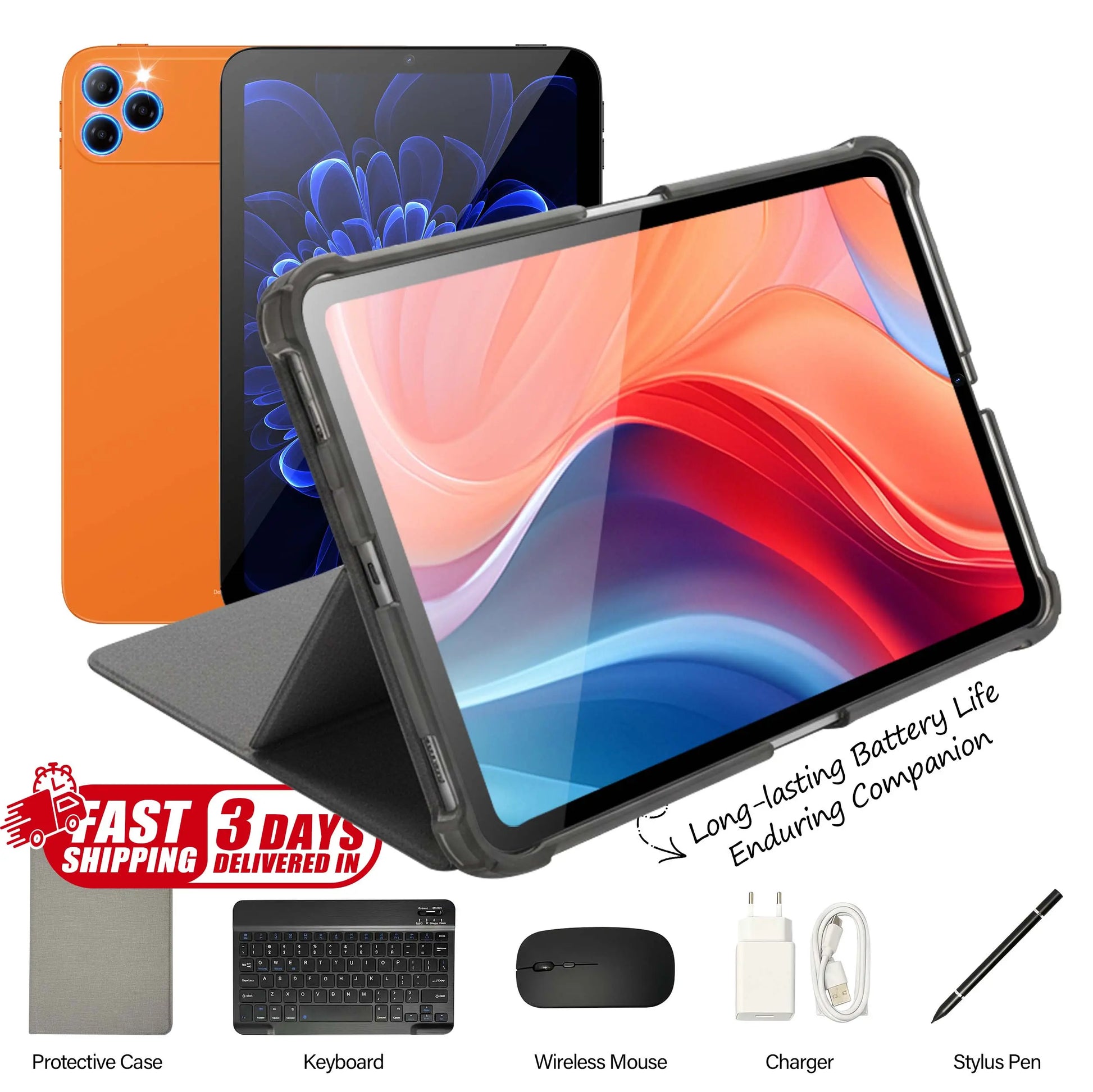 Ultra Slim 10.1” Android Tablet with Keyboard and Stylus - Versatile All-In-One Device for Academic and Professional Use, Ideal for Daily Productivity and Entertainment