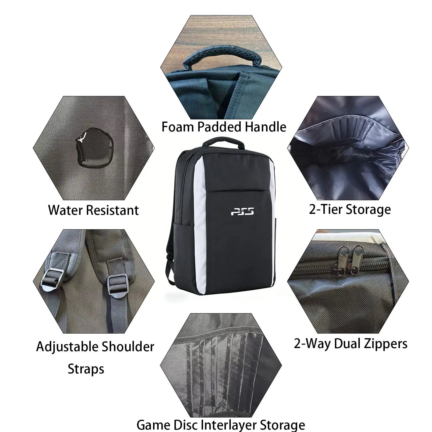 For Ps5 Travel Backpack for Console and Accessories, Compatible with Ps5/Ps5 Slim/Ps5 Pro, Large Capacity Storage for Console, Dual Controllers, Discs, and Headphones
