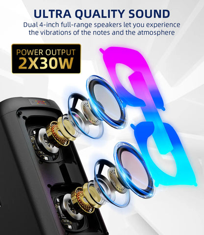 Professional Karaoke Machine with Portable Bluetooth Speaker, Dual Wireless Microphones, and Integrated Disco Lights - Perfect for Parties and Outdoor Events, Ideal Gift for Music Enthusiasts and Families