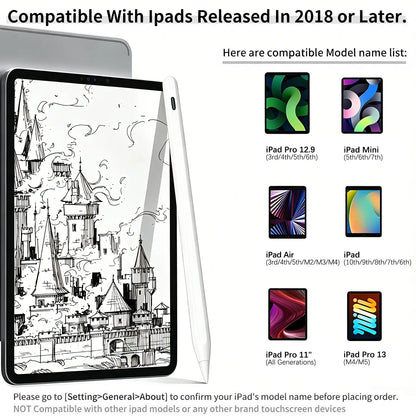 Stylus Pen for iPad (6th-11th Generation) - Active Pencil Compatible with 2018-2025 iPad Pro (11"/12.9"/M4), iPad Air (3/4/5/M2/M3/M4), and iPad Mini (5/6/7) - Ideal Father's Day Gift