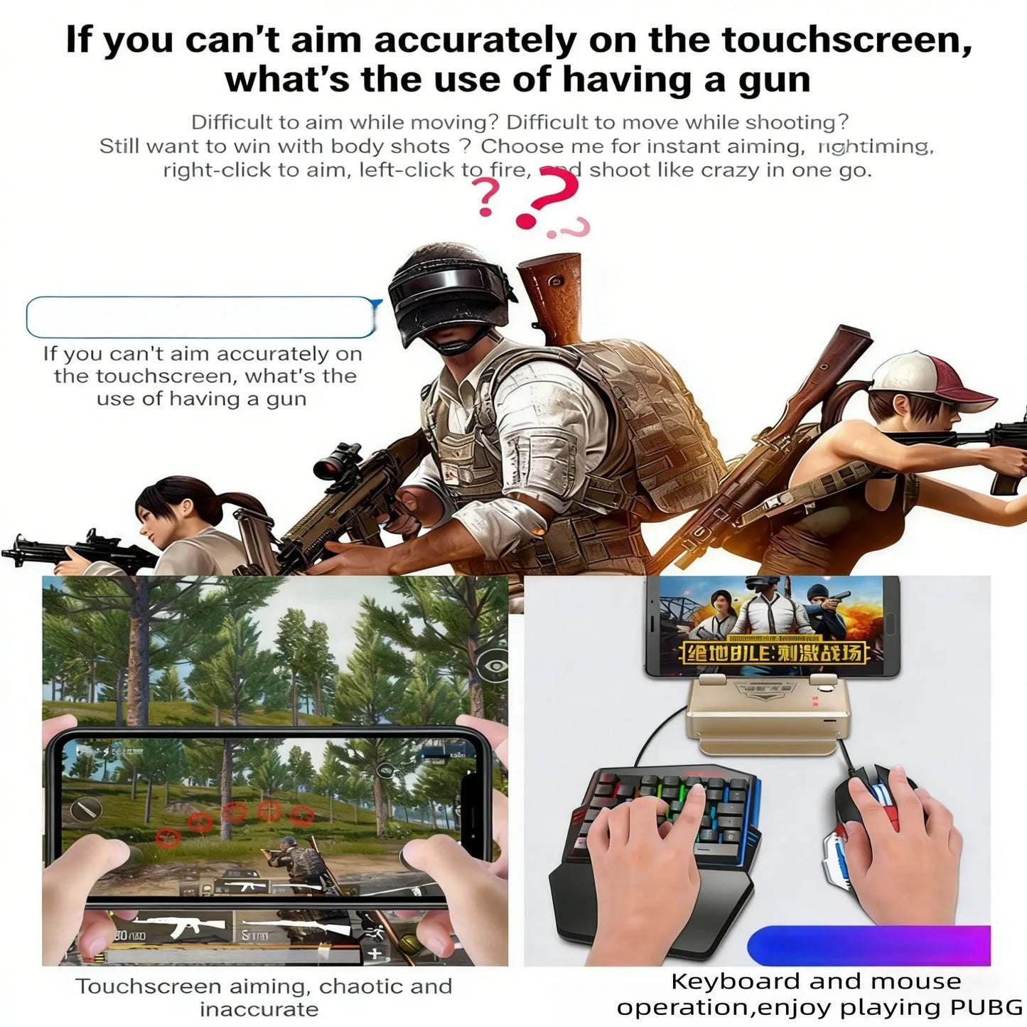 Mobile Gaming Keyboard and Mouse Adapter with One-Handed RGB Backlit Keyboard, Wired Gaming Mouse, and Mouse Pad - Ideal for PUBG Mobile and FPS Games - Ergonomic Wrist Support and Integrated Gaming Console for Enhanced Player Experience