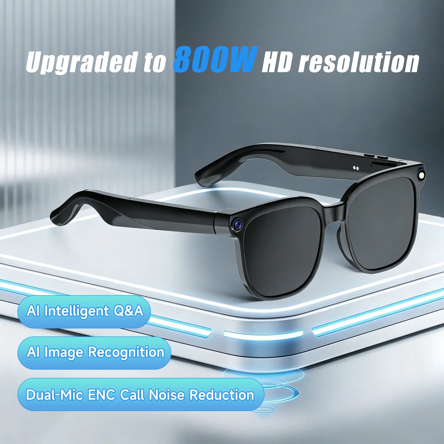 JEYUIN Smart Bluetooth Audio Glasses: Hands-Free Vlogging, Photo & Video Capture with Real-Time Translation - Ideal Wearable Camera Eyewear for Travel, Outdoor Activities, and Everyday Use - Compatible with iPhone and Android