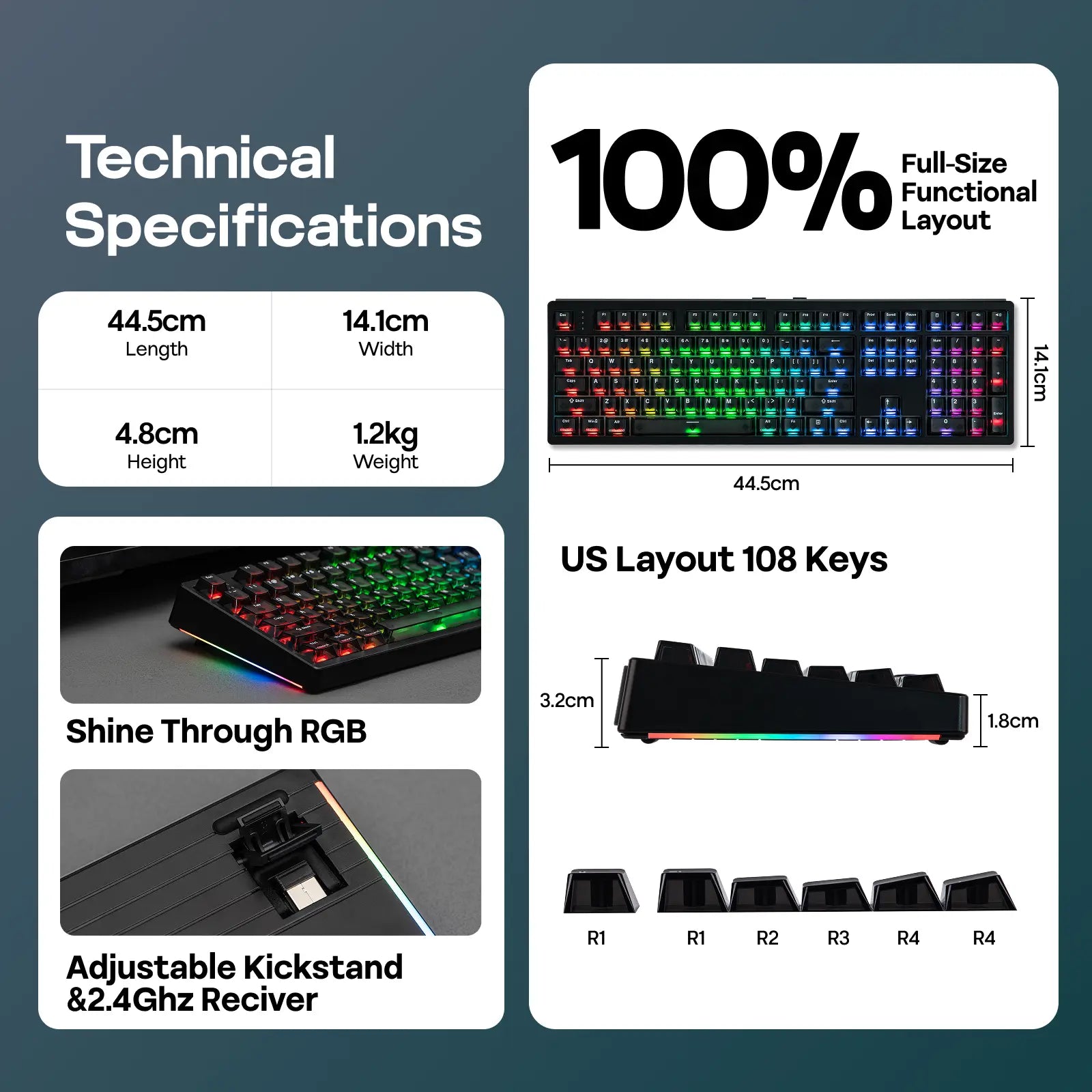EPOMAKER HE108 Wireless Gaming Keyboard, 8K Polling & 10000Mah, SOCD & DKS, Full-Sized Hall Effect Keyboard with Rapid Triggering, Custom Driver RGB Backlit PBT Keycap Gaming Accessories Keyboards for Gaming Dealsforyoudays