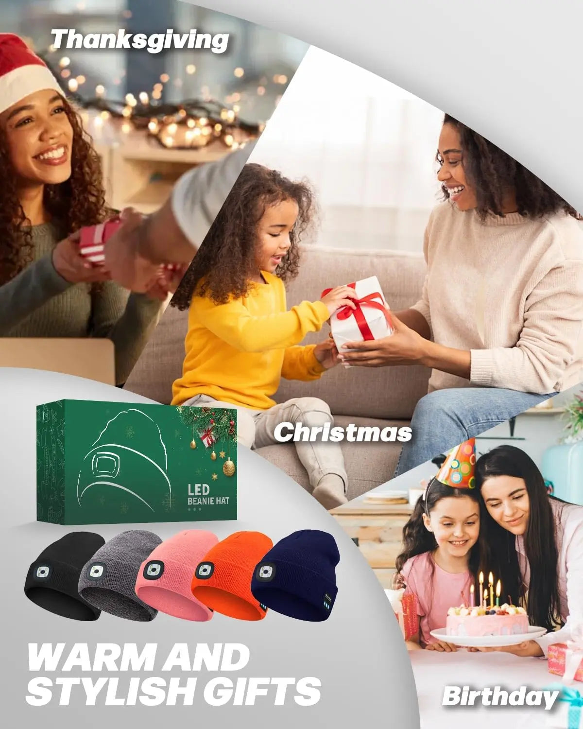 Bluetooth Beanie with LED Headlight and Detachable Speaker, USB Rechargeable Warm Hat for Music and Calls, Ideal for Sports and Outdoor Activities, Unisex Birthday Gift