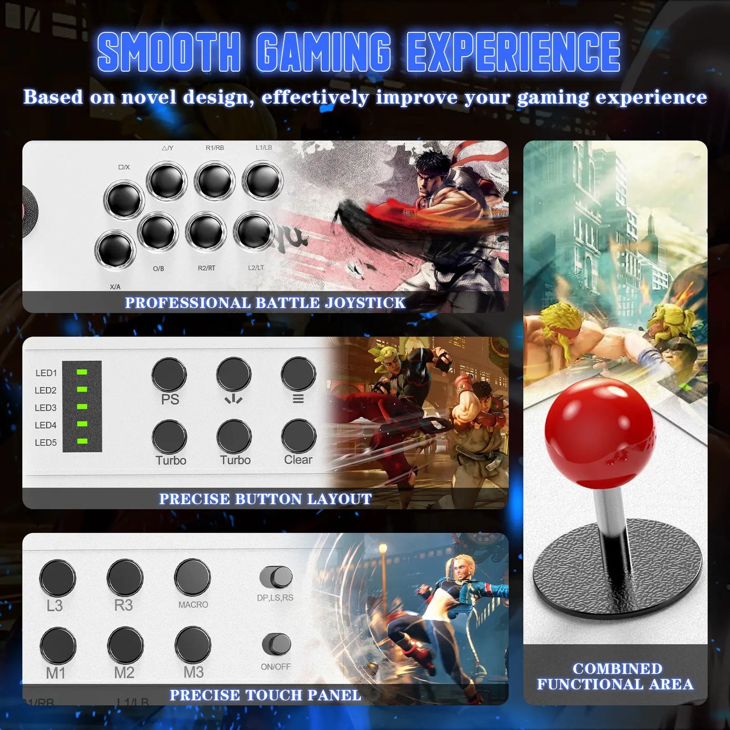 Nonbliep Wired Arcade Stick for PlayStation 5, PS4, PC, and Android - Featuring Programmable Functions, Turbo Mode, and 9.8FT Braided Cable