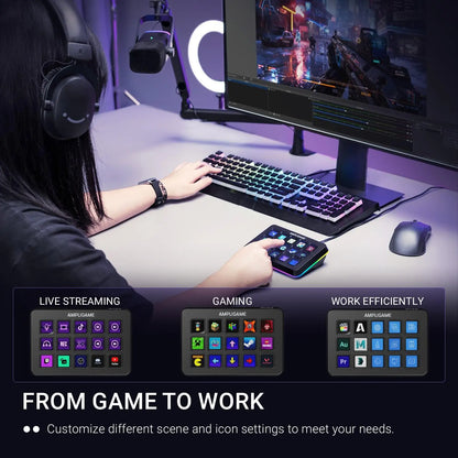 FIFINE D6 Professional Gaming Stream Controller and Keyboard with 15 Macro Keys for Enhanced Streaming on OBS, Twitch, and YouTube - Compatible with Mac and PC