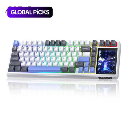 Aula L99 Tri-Mode Mechanical Wireless Gaming Keyboard - 84 Keys with Display, RGB Lighting, Hot Swappable Switches, High Battery Capacity, Compatible with Windows, Mac, and iOS