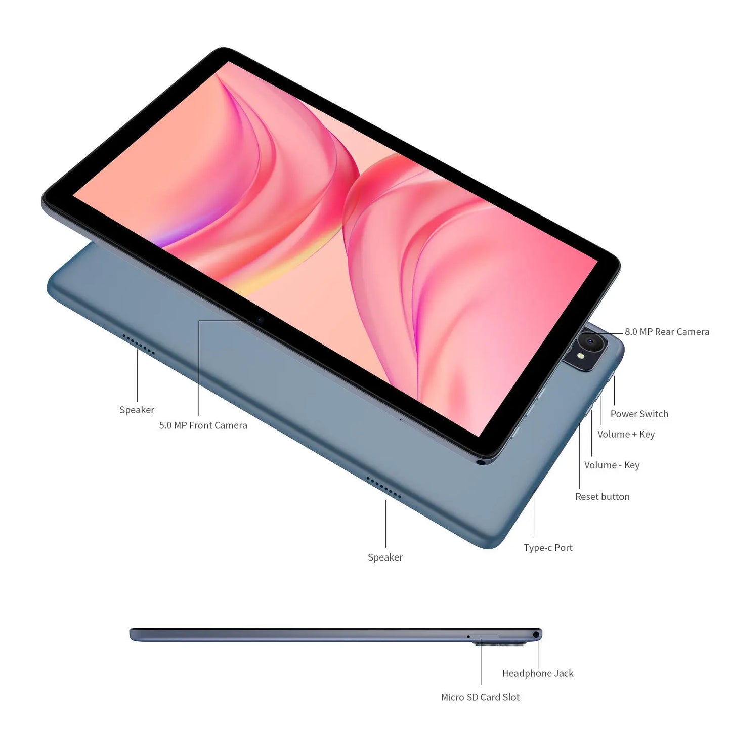 10.1-Inch Android 14 Tablet with HD Display, 128GB Storage, Dual Channel Speakers, Dual Cameras, and Dual Band WiFi for Enhanced Entertainment and Productivity