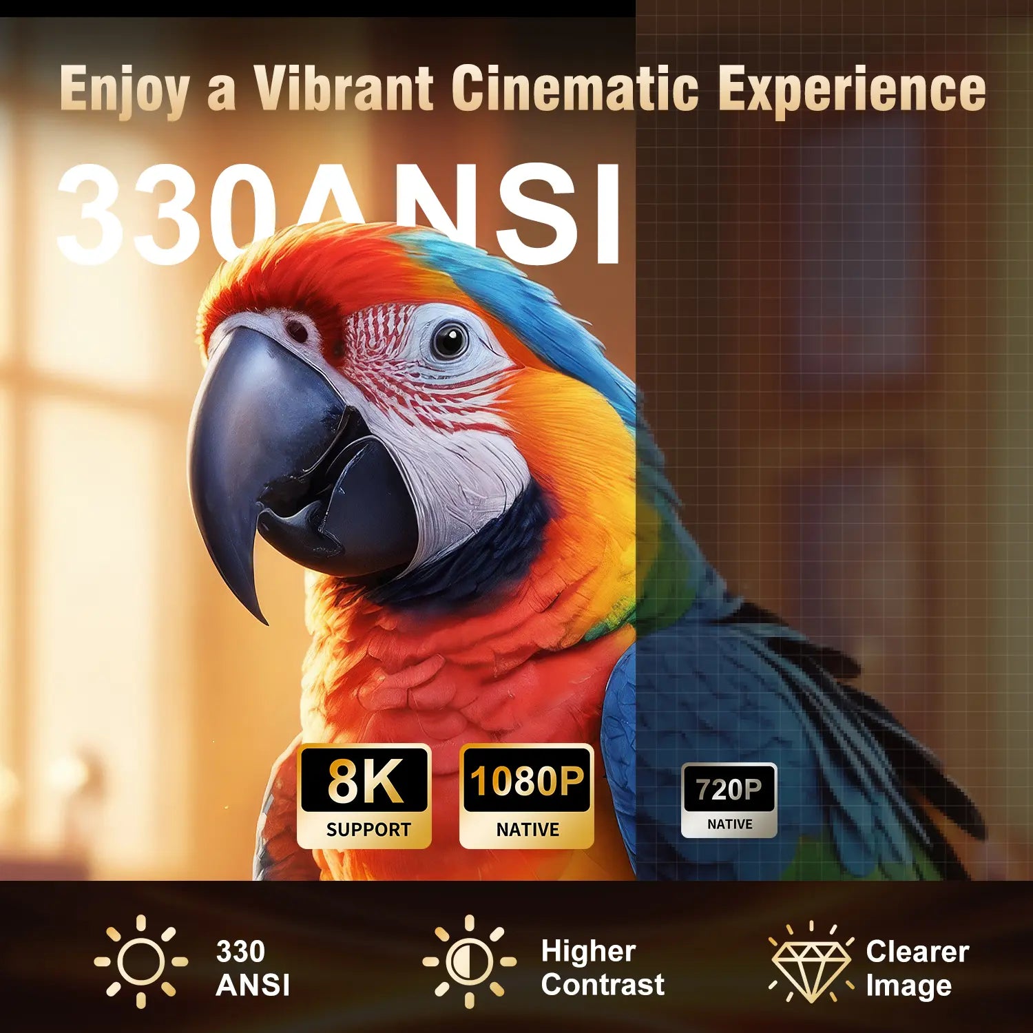 Magcubic HY310 Auto Focus Projector - 330 ANSI Lumens, Google Assistant, 8K Decode, Native 1080P, BT5.4, WIFI6, Android 14, Built-In Speaker, Allwinner H726, 180° Flexibility, 130" Screen, 60Hz Refresh Rate, Mini Portable Home Cinema Projector
